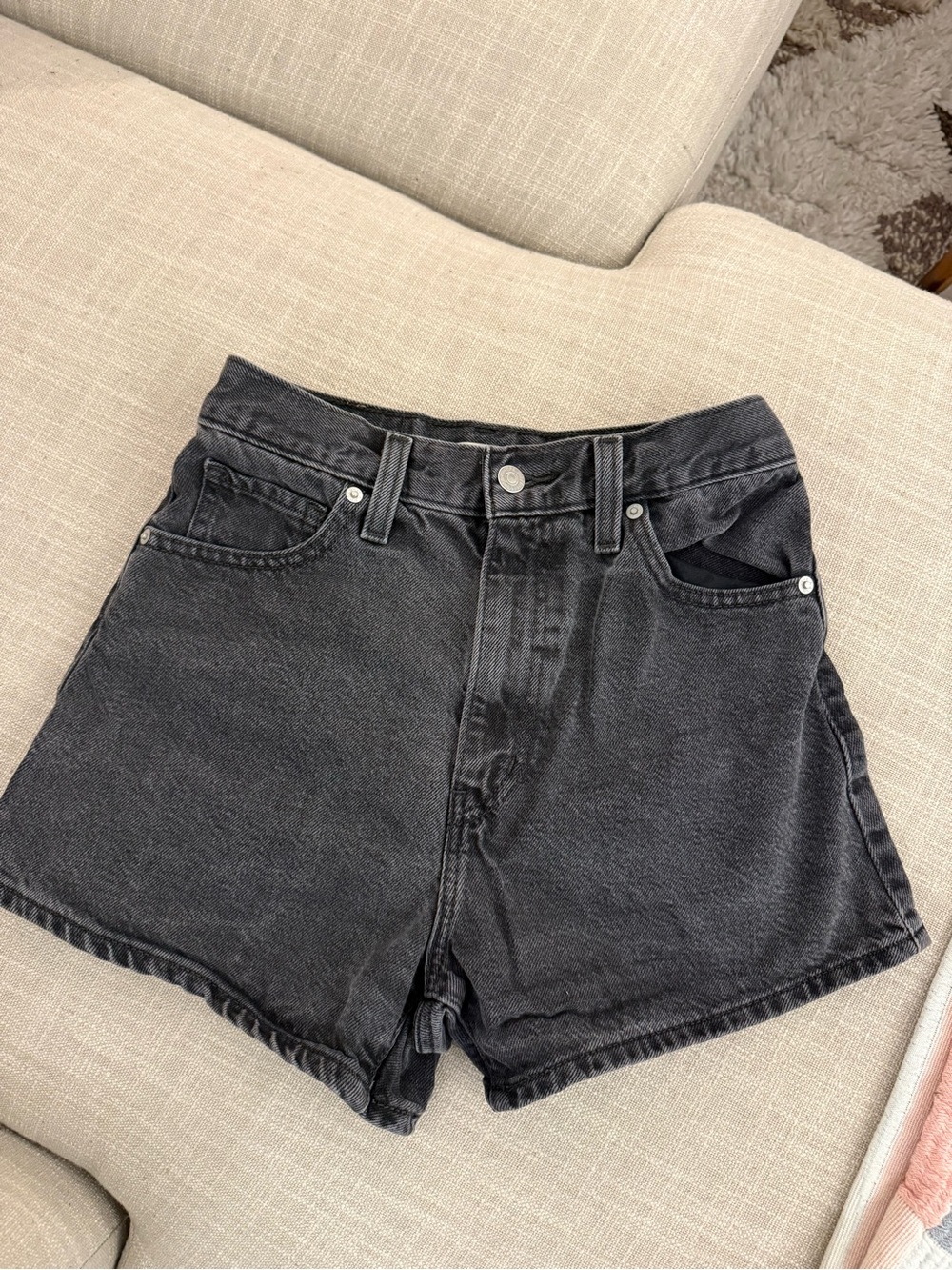 Levi's Washed Black High-Waist Denim Shorts